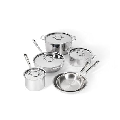 All-Clad D3 Stainless Steel 10 Piece Cookware Set- Made in USA- Includes Frying Pans, Saucepan, Soup Pot, Sautépan, Stockpot - Professional Grade -Oven Safe & Induction Compatible