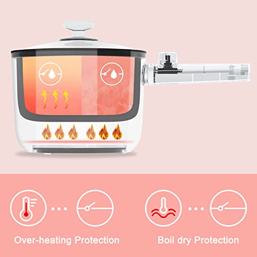 Topwit 1.5L Hot Pot Electric, Portable Ramen Cooker, Non-Stick Frying Pan