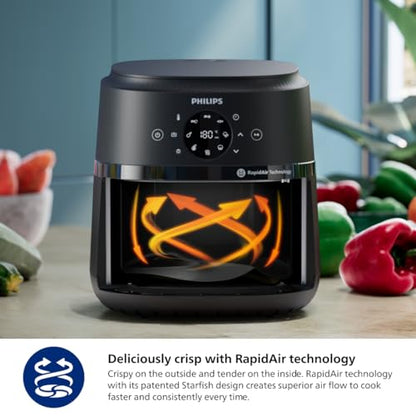 Philips Air Fryer 2000 Series - 13-in-1 functions, 6.6 Quarts, Compact Design with Cooking Window, Black, (NA231/00)