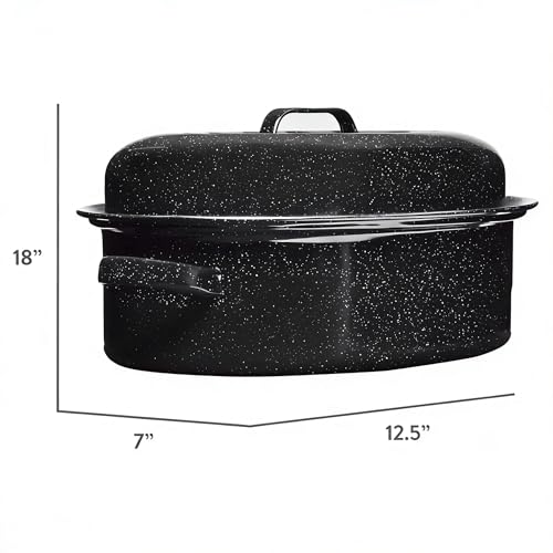 18" Covered Oval Roaster, 15 Pound Capacity, Roasting Pan
