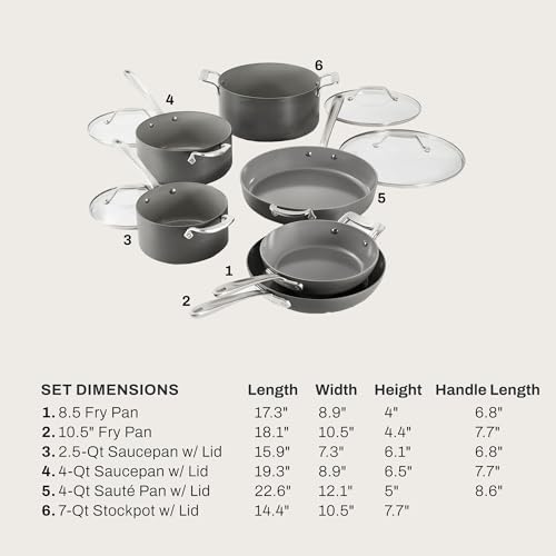 All-Clad HA1® Ceramic Nonstick, 10 Piece Cookware Set - Oven Safe up to 450° & Compatible with All Stovetops (Gas, Electric & Induction), Light Grey