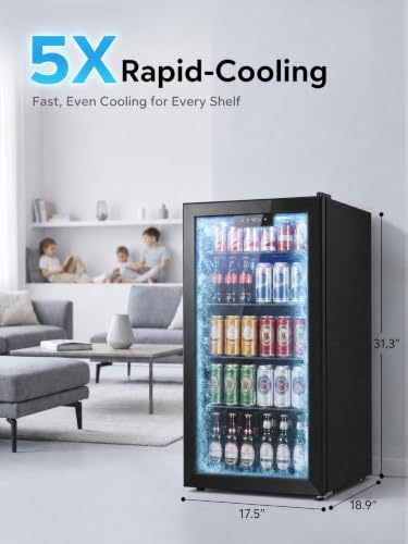 Icyglee 126 Can Mini Fridge, 3.2 Cu.Ft Beverage Refrigerator, Drink Cooler