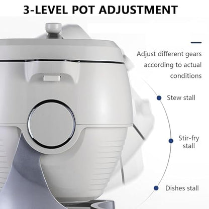 Automatic Cooking Machine,2000W 6L auto Cooking Wok Fried Rice Machine,One-Click Smart Start, Three Speed Adjustable,360 ° Automatic Rotation, for Stir Frying,Stewing,Cooking