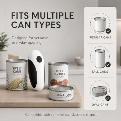 Electric Can Opener, USB-C Rechargeable Automatic Can Opener with Smooth Edge, One-Touch Operation, Magnetic Lid Hold, Easy Kitchen Gadget for Seniors, Fits Most Can Sizes