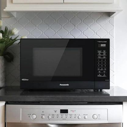 Panasonic NN-SN65KB Microwave Oven with Inverter Technology 1200W, 1.2 cu.ft. Small Genius Sensor One-Touch Cooking, Popcorn Button, Turbo Defrost-NN-SN65KB (Black)