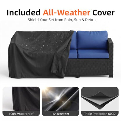 LazySunsets 10-Piece Outdoor Patio Furniture Set, Navy Blue