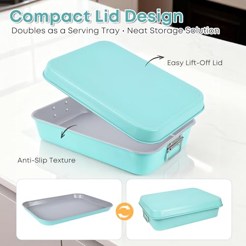 Spmarkt 21-pieces Stackable Nonstick Bakeware Set, PTFE/PFOA/PFOS Free Baking Pans Set with Silicone Cup, Oven Mitt, Complete Kitchen Baking Kit for Cake & Loaf, Cookies, Cupcakes