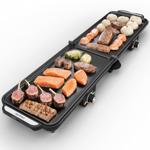 Sunvivi 38'' Extra Large Electric Griddle - Foldable Grill Nonstick Plate