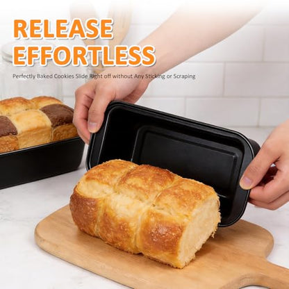 KOOMADE 10PCS Nonstick Baking Pans Set - Bakeware Sets for Cooking, Oven and Dishwasher Safe, Non Toxic, Includes Cookie Sheets for Baking, Muffin Pan, Bread Pan, Cake pan, Loaf Pan Roasting Pan Black