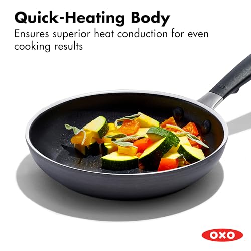 OXO 8” Non-Stick Every Day Frying Pan, BPA-Free Comfort Grip Silicone Handle, Dishwasher & Oven Safe, PFAS-Free Ceramic Skillet, Black
