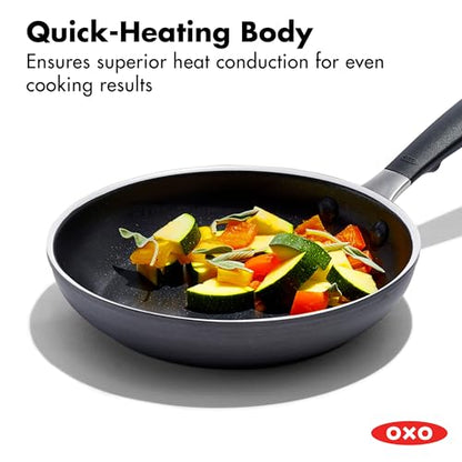 OXO 8” Non-Stick Every Day Frying Pan, BPA-Free Comfort Grip Silicone Handle, Dishwasher & Oven Safe, PFAS-Free Ceramic Skillet, Black