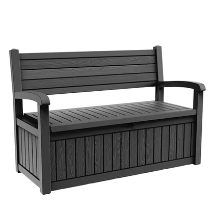 EFU Outdoor Storage Bench, Outdoor Bench with Storage, 80 Gallon Heavy-Duty&Waterproof Lockable Storage Bench Outdoor for Patio, Garden, Porch (Black)