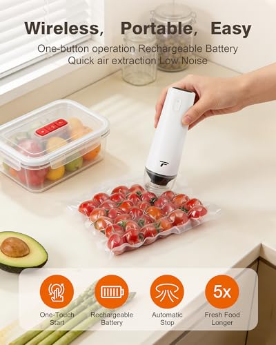 Vacuum sealer for food, Handheld Vacuum Sealer with 30 Reusable Bags