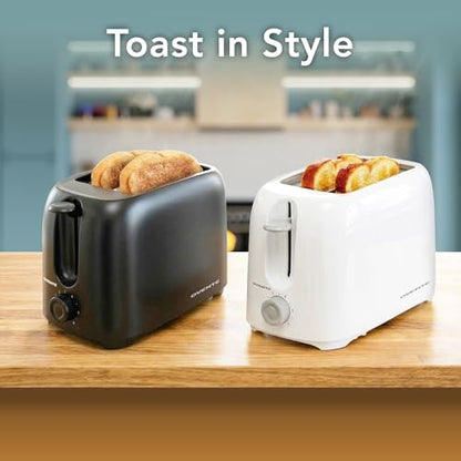 OVENTE Electric 2 Slice Toaster Machine with 6-Shade Browning Selector Setting, Compact Design and Removable Crumb Tray, 700W Power Perfect for Toasting Bread, Thin Bagels and Waffles, Black TP2210B