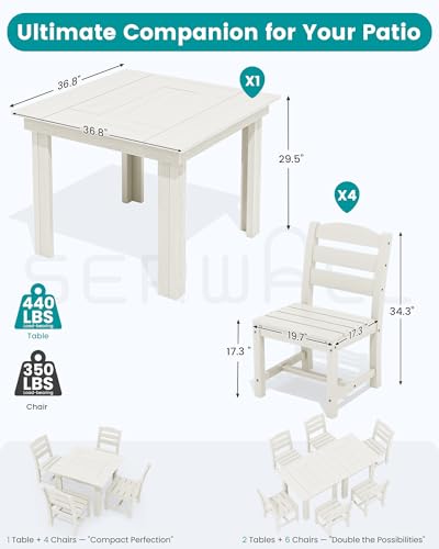 SERWALL HDPE Outdoor Square Dining Set for 4
