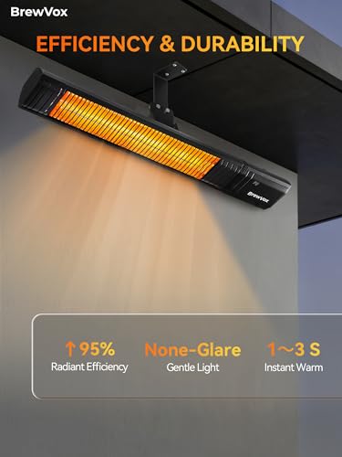 BrewVox Carbon Infrared Electric Outdoor Patio Heater, Smart App-Controlled with Remote On/Off & Timer for Living Room, Bedroom, Garage, Office