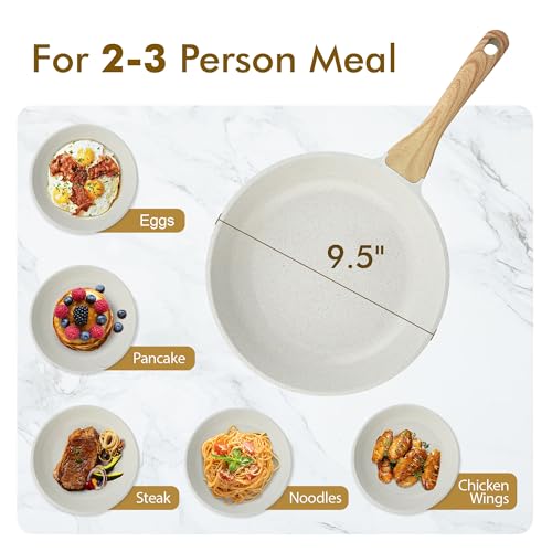 SENSARTE Nonstick Ceramic Frying Pan Skillet, 9.5 Inch Omelet Pan, Healthy Non Toxic Chef Pan, Induction Compatible Egg Pan with Heat Resistant Handle, PFAS-Free