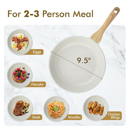SENSARTE Nonstick Ceramic Frying Pan Skillet, 9.5 Inch Omelet Pan, Healthy Non Toxic Chef Pan, Induction Compatible Egg Pan with Heat Resistant Handle, PFAS-Free