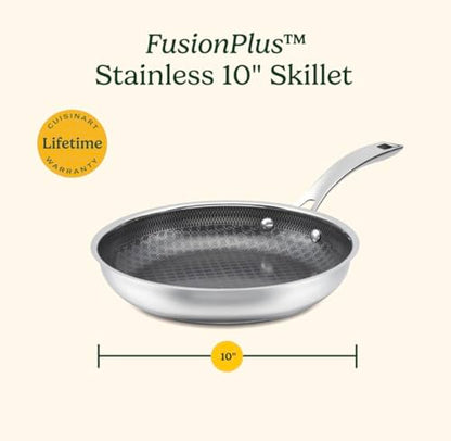Cuisinart FusionPlus Hybrid Stainless Steel Cookware, 10-Inch Skillet with PFAS-Free PURELYSEAR Ceramic Technology, Scratch Proof, Cool Grip Handles, Dishwasher Safe, FPS22-24
