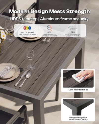 Oasbira Outdoor Dining Set for 10, Aluminum Patio Table and Chairs Set, 12-Piece All Weather Patio Dining Furniture Set with Umbrella Hole for Backyard, Deck, Poolside (Charcoal)