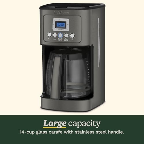 Cuisinart 14-Cup Coffee Maker, Programmable PerfecTemp Glass Carafe Coffee Machine with 1-4 Cup Setting, Brew Strength Control and Pause, Stainless Steel, DCC-3200BKSNAS, Black