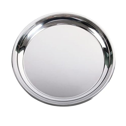14 In Stainless Steel Roasting Pan, Stainless Steel Heavy Duty Kitchenware Round Roaster Pan Large XLarge Big Size Green Egg Drip Pan for Turkey Baking,Roast Chicken,Brushed Surface & Dishwasher Safe