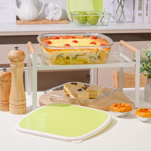 NUTRIUPS Glass Baking Dish with BPA Free Lids, Square Baking Pan, with White Contrast Lid (Mustard Yellow, 2 Pack, 9 x 9)