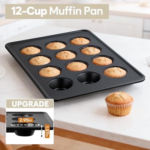 Fire More 10-Piece Nonstick Baking Pan Set, 0.8MM Thick Stackable Bakeware Sets Including Cookie Sheets for Baking, Cooling Rack, Muffin Pan, Cake Pan, Pizza Pan, Loaf Pan