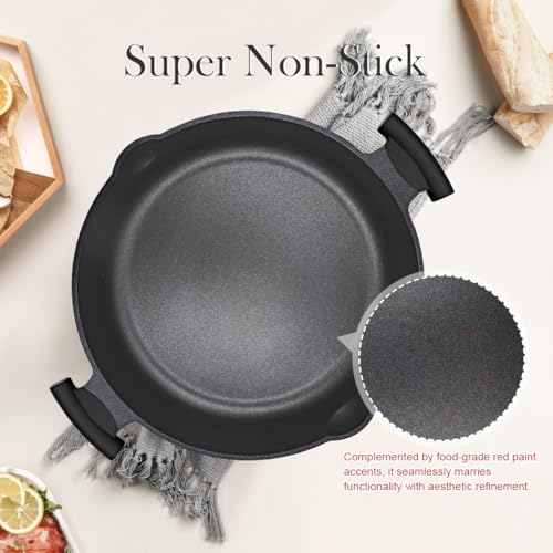 Bobikuke 14-Inch Large Deep Frying Pan Skillet with Lid, 5-Quart Non stick Saute Pan, 2-In-1 Nonstick Sauté Pan Everyday Pan with Lid, Compatible with All Stoves, PTFE & PFAS-Free