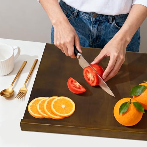 Kuabiz Wooden Pastry Board with Measurement 24'' x 20" Reversible Kneading Board with Side Lip and Engraved Ruler Bread Cutting Boards for Rolling Dough Baking Counter Top Kitchen (Brown)
