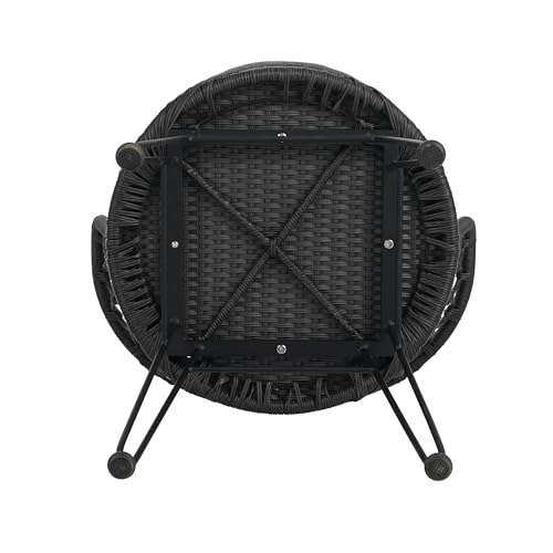Christopher Knight Home Tavon Acacia Wood Patio Dining Set for 6, Rectangular Patio Dining Table and Faux Rattan Chairs Set of 6, 7 Piece Outdoor Dining Set with Cushion and Iron Frame, Teak+Gray
