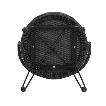 Christopher Knight Home Tavon Acacia Wood Patio Dining Set for 6, Rectangular Patio Dining Table and Faux Rattan Chairs Set of 6, 7 Piece Outdoor Dining Set with Cushion and Iron Frame, Teak+Gray