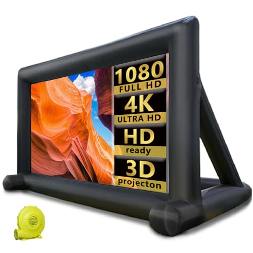 33ft Outdoor Inflatable Movie Screen, No Seam Projector Screen with Air Blower, Support Front & Rear Projection