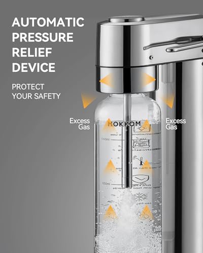 MOKKOM Sparkling Water Maker Soda Maker Soda Streaming Machine for Carbonating with 1L Carbonating Bottle, Compatible with Any Screw-in 60L CO2 Carbonator(NOT Included)