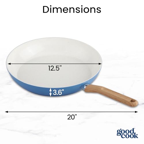 GoodCook Healthy Ceramic Titanium-Infused 12” Fry Pan, Light Blue – Induction Cookware, Nonstick Cooking Pan, Frying Pan Skillet for Eggs, Meats, Vegetables, Sauces, Warming Tortillas