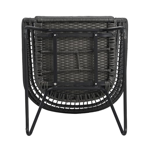 Christopher Knight Home Terry Acacia Wood Patio Dining Set for 6, Rectangular Patio Dining Table and Faux Rattan Chairs Set of 6, 7 Piece Outdoor Dining Set with Cushion and Iron Frame, Teak+Gray