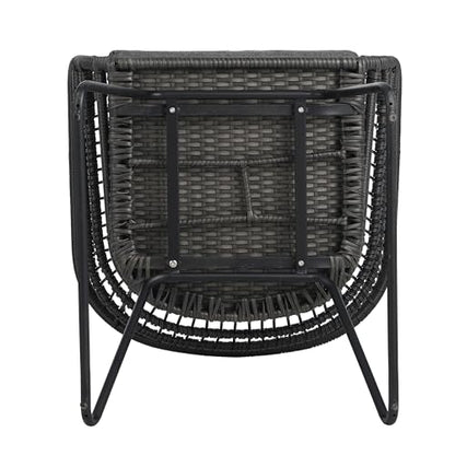 Christopher Knight Home Terry Acacia Wood Patio Dining Set for 6, Rectangular Patio Dining Table and Faux Rattan Chairs Set of 6, 7 Piece Outdoor Dining Set with Cushion and Iron Frame, Teak+Gray