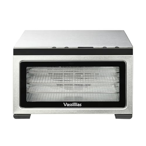 Food Dehydrator Machine - 5 Stainless Steel Trays, Digital Adjustable Timer, 400W, 176°F, Temperature Control, Mini Dryer for Jerky, Herb, Meat, Beef, Fruit and Dog Treats, Model 2015YJ, Silver