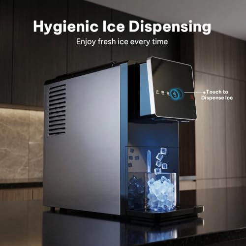Marsail Nugget Ice Maker Countertop, Self Dispensing Ice Machine with Auto Drop System, Self Cleaning Portable Ice Maker, 40 lbs/Day Soft Chewable Nugget Ice for Home Kitchen Party