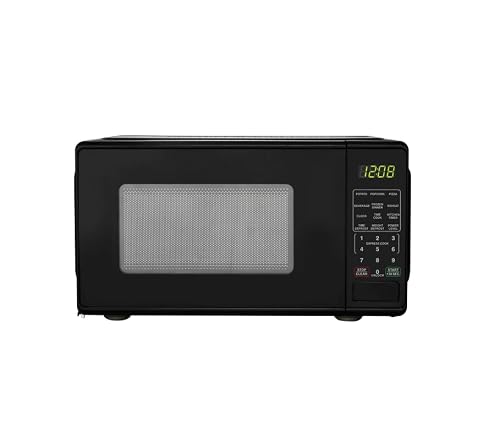 0.7 Cu Ft 700W Compact Countertop Microwave Oven Black Small Microwave with Turntable Defrost Child Lock for Kitchen Dorm Office