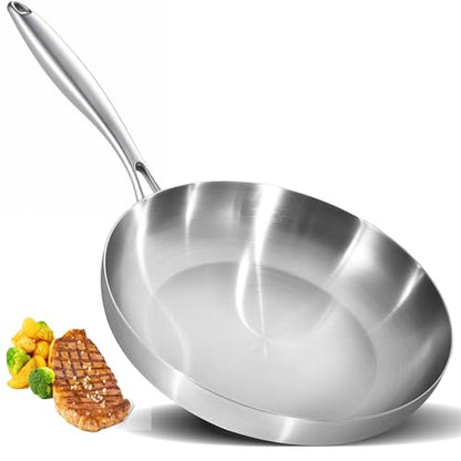 LOLYKITCH 12 Inch Tri-Ply Stainless Steel Frying Pan – Professional Skillet Fast & Even Heating, Induction & Oven Safe Cookware for Modern Home Kitchens, Detachable Handle