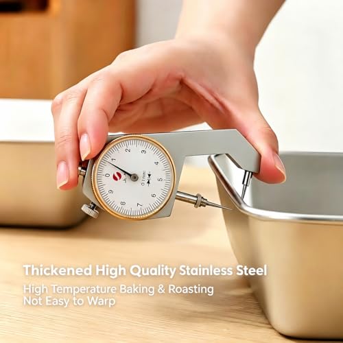 ONNESOL 2-Pack Stainless Steel Deep Baking Pan Set (12" & 16") – Uncoated Non-Toxic Heavy Duty Sheet Pan – Roasting Pans for Lasagna, Brownies, Bread, Cakes & Cookies – No Warping, Dishwasher Safe