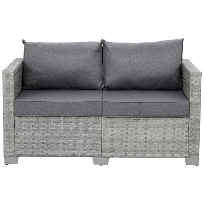 WAROOM Outdoor Patio Loveseat Wicker Small Couch 2-Seater Rattan Sofa Balcony Furniture Deep Seat Porch Seating, Grey Cushion