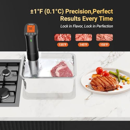 INKBIRD 2.4G Wifi Sous Vide Cooker ISV-200W, 1000W Sous Vide Machine, Remote Control Immersion Circulator with APP Recipes Timer Alarm Mobile Notification 3D Water Heating Ultra-Quiet