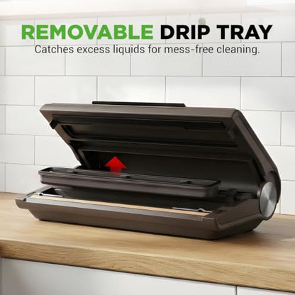 NutriChef Vacuum Sealer Machine with Removable Liquid Tray
