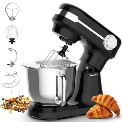 gapalilo 5.5QT Stand Electric Mixer, 12-Speed Kitchen Mixer with Tilt-Head, Stainless Steel Bowl Dough Mixer, Egg Whisk, Dough Hook & Beater Included, Idea for 3-5 Family (Black)