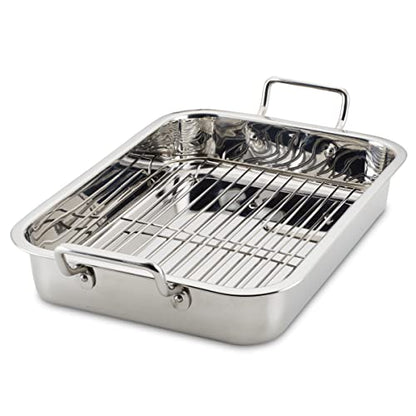 Farberware Classic Series Stainless Steel Roasting Pan with Rack, 17-Inch x 12.25-Inch Turkey Pan