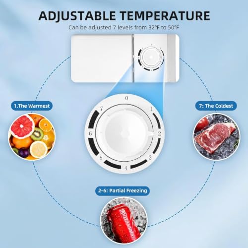 Antarctic Star Compact Refrigerator Mini Fridge with Single Reversible Door,Wire Shelf,Defrost Button, for Bedroom/Office/Dorm,1.3 Cu. Ft,Blcak