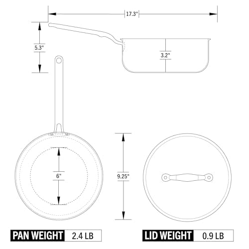 Heritage Steel x Eater 3 Quart Saucier with Lid | Made in USA | 5-Ply Fully Clad Stainless Steel Pan | Stay Cool Handle Design | Induction Capable & Non-Toxic Cookware