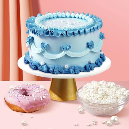 Sprinkles for Cake Decorating, 7.8oz White Pearl Sprinkles 4 Sizes Mix for Cake Cupcake Cookie Baking Donuts Ice Cream Toppings